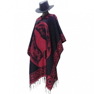 Cowboy Hats Red Full Moon Howling Wolf Poncho & Black Cowboy Hat Set - Xx-large Black Hat & Red Poncho - C812O7OVMPZ $45.07