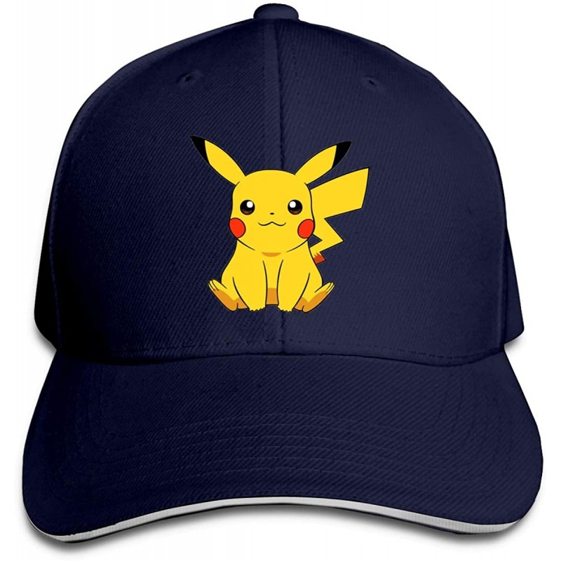 Baseball Caps Unisex Pikachu Anime Cotton Snapback Caps Dry and Crisp Cool TravelMid Crown Curved Bill Tennis Cap - Navy - C6...