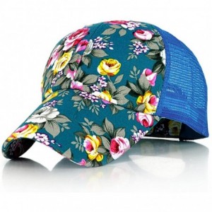 Baseball Caps Snapback Baseball Cap Floral Perforated Ball Caps Golf Hats Summer Mesh Hat for Women Teens Girls - Light Blue ...