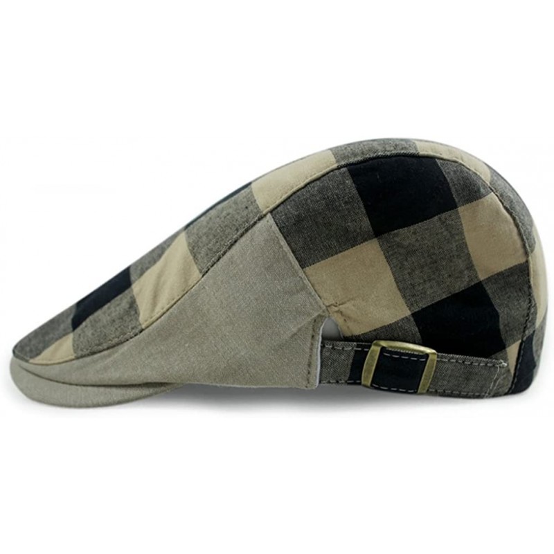 Newsboy Caps Checker Check Plaid Tartan Newsboy Beret Cap Hat FFH032 - Ffh273blk Black - CP11YU0D9Y7 $14.17