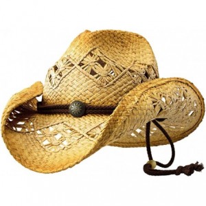 Sun Hats Sonoma - Deadwood Trading Raffia Straw Cowboy Hat - Men & Women Country - Beach - CQ11JLM1LNP $79.85
