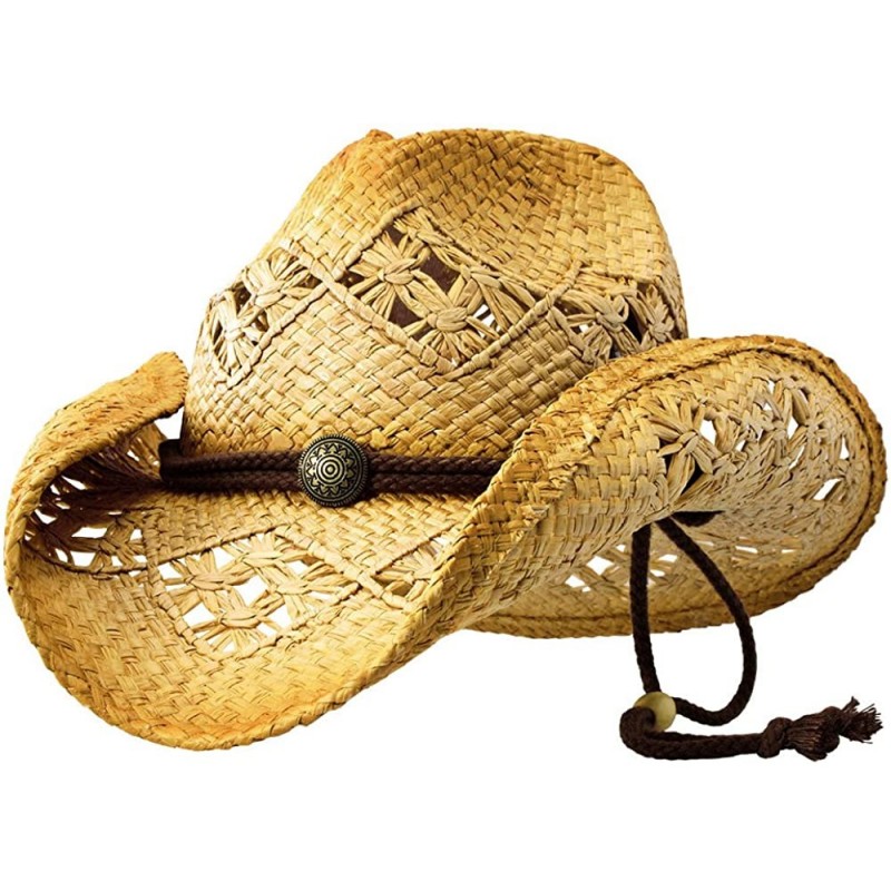 Sun Hats Sonoma - Deadwood Trading Raffia Straw Cowboy Hat - Men & Women Country - Beach - CQ11JLM1LNP $34.09