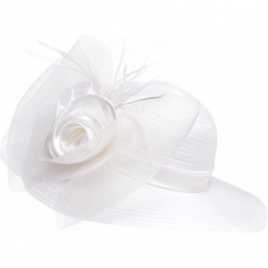 Sun Hats Women Satin CRIN Kentucky Derby Wide Brim Sun Hat A433 - White - CE17YYIK08U $26.96