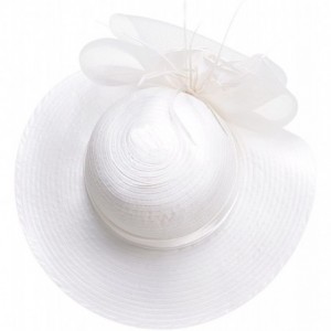 Sun Hats Women Satin CRIN Kentucky Derby Wide Brim Sun Hat A433 - White - CE17YYIK08U $15.66