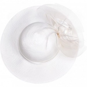 Sun Hats Women Satin CRIN Kentucky Derby Wide Brim Sun Hat A433 - White - CE17YYIK08U $15.66