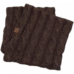 Skullies & Beanies 3pc Set Trendy Warm Chunky Soft Stretch Cable Knit Beanie Scarves Gloves Set - Metallic Brown - C7193NRQ27...