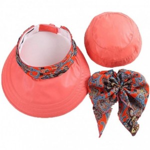 Sun Hats Women's UPF+50 Sun Visor Detachable Flap Hat Foldable Wide Brimmed UV Protection Hat - 2-rose Red - C4199L88ASW $11.92