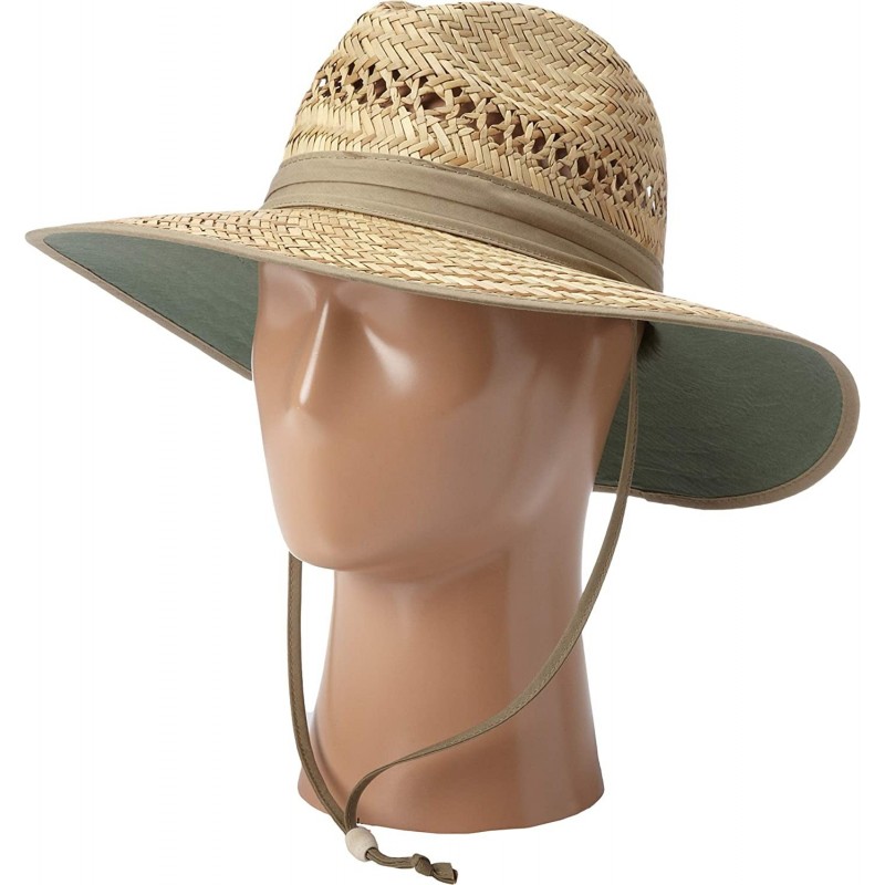 Sun Hats Men's Olive Band Raffia Sun Hat - Natural Orange - CZ11GTB4Y3Z $20.95