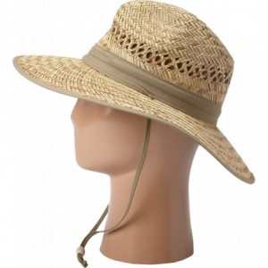 Sun Hats Men's Olive Band Raffia Sun Hat - Natural Orange - CZ11GTB4Y3Z $20.95