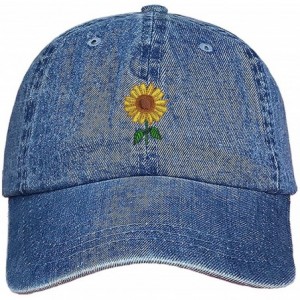 Baseball Caps Sunflower Dad Hat - Denim (Sunflower Dad Hat) - CR18D4UICYE $21.11