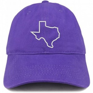 Baseball Caps Texas State Outline Embroidered Brushed Cotton Dad Hat Cap - Purple - CQ185HNKLZR $34.15