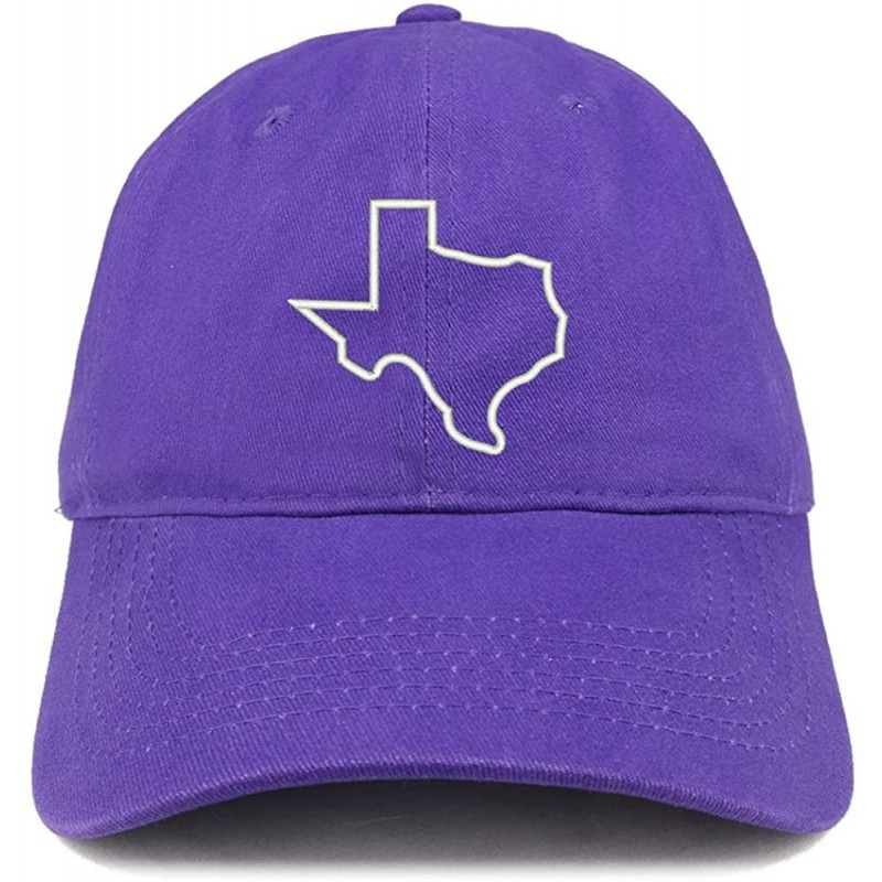 Baseball Caps Texas State Outline Embroidered Brushed Cotton Dad Hat Cap - Purple - CQ185HNKLZR $21.73