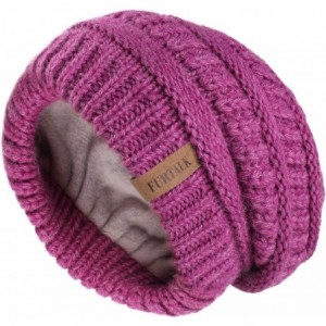 Skullies & Beanies Winter Beanie for Women Fleece Lined Warm Knit Skull Slouch Beanie Hat - 21-fowerrose - C618UR6X09R $29.41