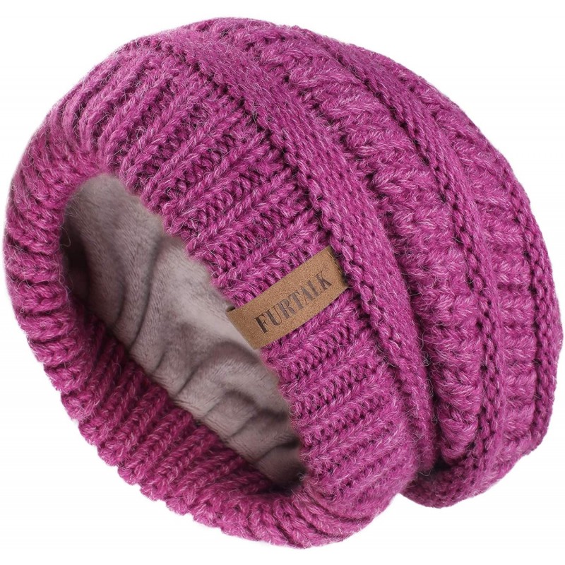 Skullies & Beanies Winter Beanie for Women Fleece Lined Warm Knit Skull Slouch Beanie Hat - 21-fowerrose - C618UR6X09R $14.70