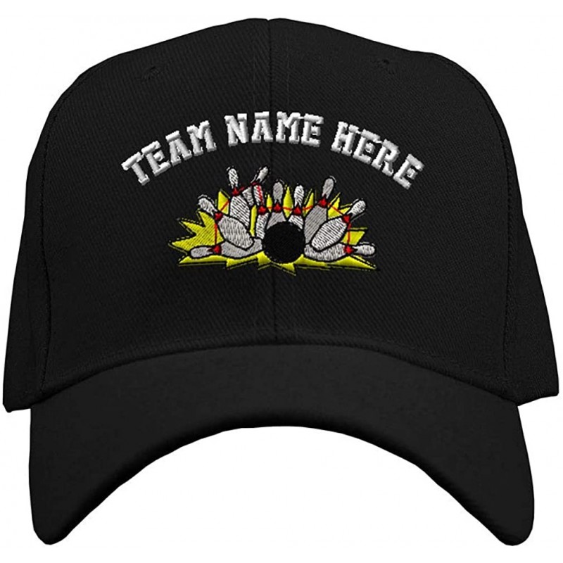 Baseball Caps Custom Baseball Hat Bowling Splash Embroidery Team Name Acrylic Structured Cap - Black - CS18QXH3LZD $15.33