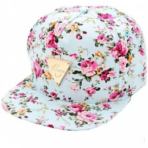 Baseball Caps Fashion Floral Snapback Hip-Hop Hat Flat Peaked Baseball Cap for Four Seasons - Green - CO12CG5VFMP $10.61