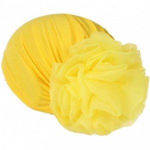 Skullies & Beanies Women Big Flower Turban Hat Head wrap Headwear Cancer Chemo Beanie Cap Hair Loss Cover - Yellow - C018UUWR...