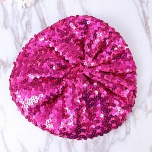 Berets Sequin Beret Hat Shining Beanie Cap Sparkle Beanie Hat Fashion Beret for Women - Rosy - C618A4C67W5 $7.93