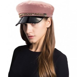 Newsboy Caps Women's Greek Fisherman's Sailor Fiddler Hat Classic Ladies Mariner Metal Chain Newsboy Cap - Cotton Pink - C218...