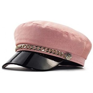 Newsboy Caps Women's Greek Fisherman's Sailor Fiddler Hat Classic Ladies Mariner Metal Chain Newsboy Cap - Cotton Pink - C218...