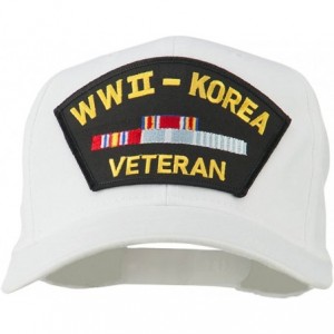 Baseball Caps WWII Korean Veteran Patched Cotton Twill Cap - White - CQ11QLM8J3D $36.30