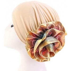 Skullies & Beanies New Women's Cotton Flower Elastic Turban Beanie Chemo Cap Hair Loss Hat - Women Yellow+blue Hat - CB18TAMR...