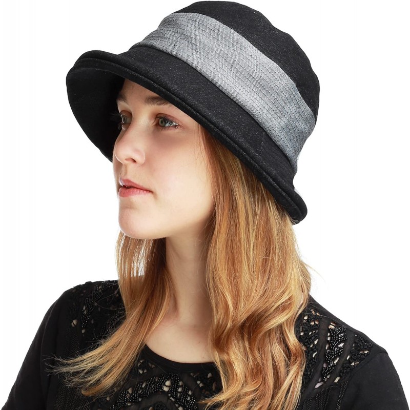 Sun Hats Light Weight Packable Women's Wide Brim Sun Bucket Hat - Collete-black - C018GQUS68Y $17.20