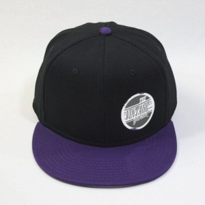 Baseball Caps Premium Plain Cotton Twill Adjustable Flat Bill Snapback Hats Baseball Caps - Purple/Black - CQ12BIX4K69 $11.83