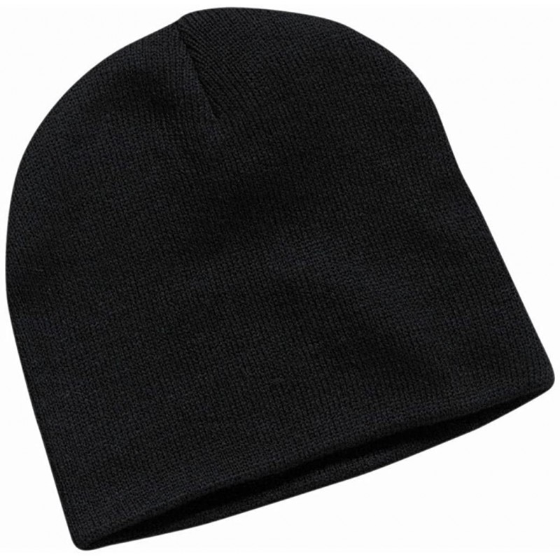 Skullies & Beanies SP08 - 8 Inch Knit Beanie - Black - C4112F1JSKH $9.83