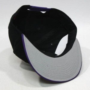 Baseball Caps Premium Plain Cotton Twill Adjustable Flat Bill Snapback Hats Baseball Caps - Purple/Black - CQ12BIX4K69 $11.83