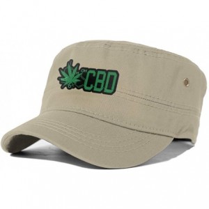 Baseball Caps CBD Cannabidiol Marijuana Leaf Cadet Army Cap Flat Top Sun Cap Military Style Cap - Natural - CF18Y8YXOG7 $23.79
