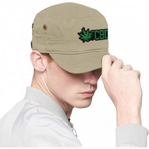 Baseball Caps CBD Cannabidiol Marijuana Leaf Cadet Army Cap Flat Top Sun Cap Military Style Cap - Natural - CF18Y8YXOG7 $23.79