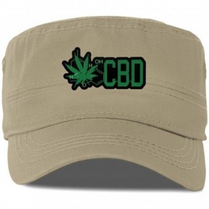 Baseball Caps CBD Cannabidiol Marijuana Leaf Cadet Army Cap Flat Top Sun Cap Military Style Cap - Natural - CF18Y8YXOG7 $23.79