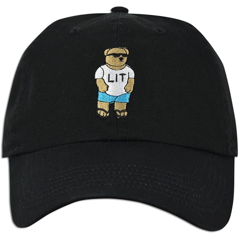 Baseball Caps LIT Teddy Cap Hat Dad Fashion Baseball Adjustable Polo Style Unconstructed New - Black - C318347ZGOS $14.36