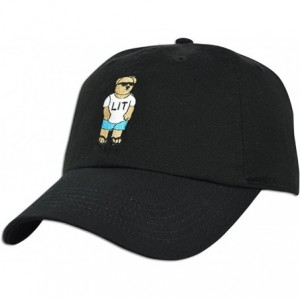 Baseball Caps LIT Teddy Cap Hat Dad Fashion Baseball Adjustable Polo Style Unconstructed New - Black - C318347ZGOS $14.36