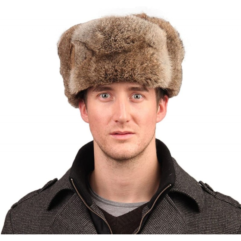 Bomber Hats Men's Rabbit Full Fur Russian Ushanka Trooper Hats Multicolor - Brown - C611MBTZZUF $57.77