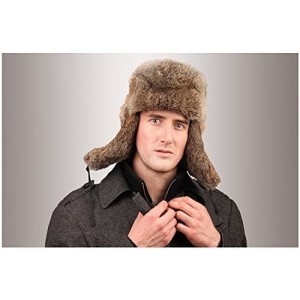 Bomber Hats Men's Rabbit Full Fur Russian Ushanka Trooper Hats Multicolor - Brown - C611MBTZZUF $57.77