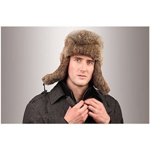 Bomber Hats Men's Rabbit Full Fur Russian Ushanka Trooper Hats Multicolor - Brown - C611MBTZZUF $25.42