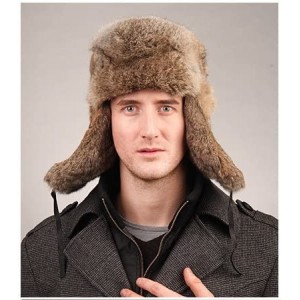 Bomber Hats Men's Rabbit Full Fur Russian Ushanka Trooper Hats Multicolor - Brown - C611MBTZZUF $25.42