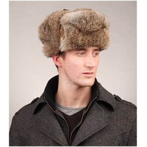 Bomber Hats Men's Rabbit Full Fur Russian Ushanka Trooper Hats Multicolor - Brown - C611MBTZZUF $25.42