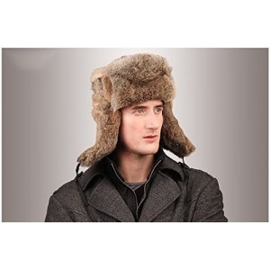 Bomber Hats Men's Rabbit Full Fur Russian Ushanka Trooper Hats Multicolor - Brown - C611MBTZZUF $25.42