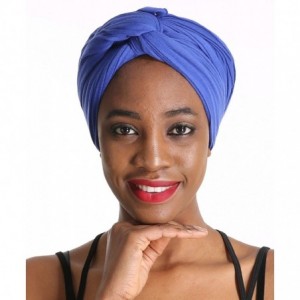 Headbands Solid Color Head Wrap & Scarf - Stretch Jersey Knit Hair Wrap- Long Turbans - Sapphire Blue - C018QRGAT66 $11.55