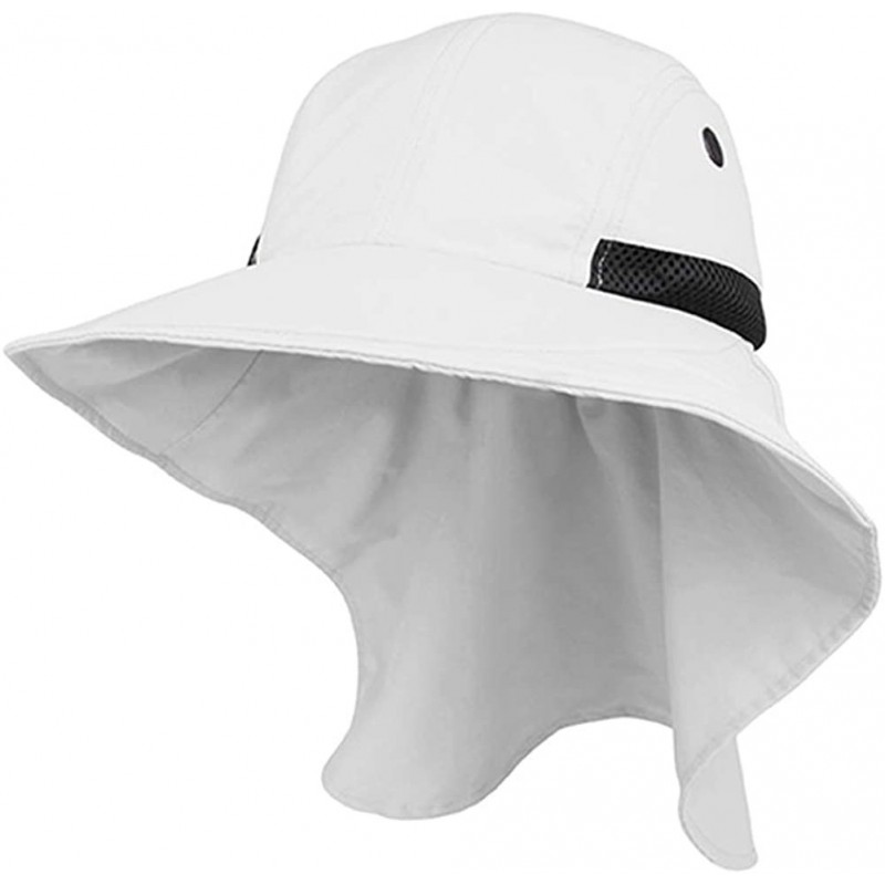 Sun Hats Womens Wide Brim Sun Flap Hat Camping Boating White - CL115YJHED5 $15.71