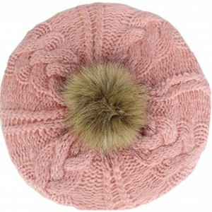 Berets Women Winter Warm Ski Knitted Crochet Baggy Skullies Cap Beret Hat - Br1710pink - C4187GCG6GK $9.42