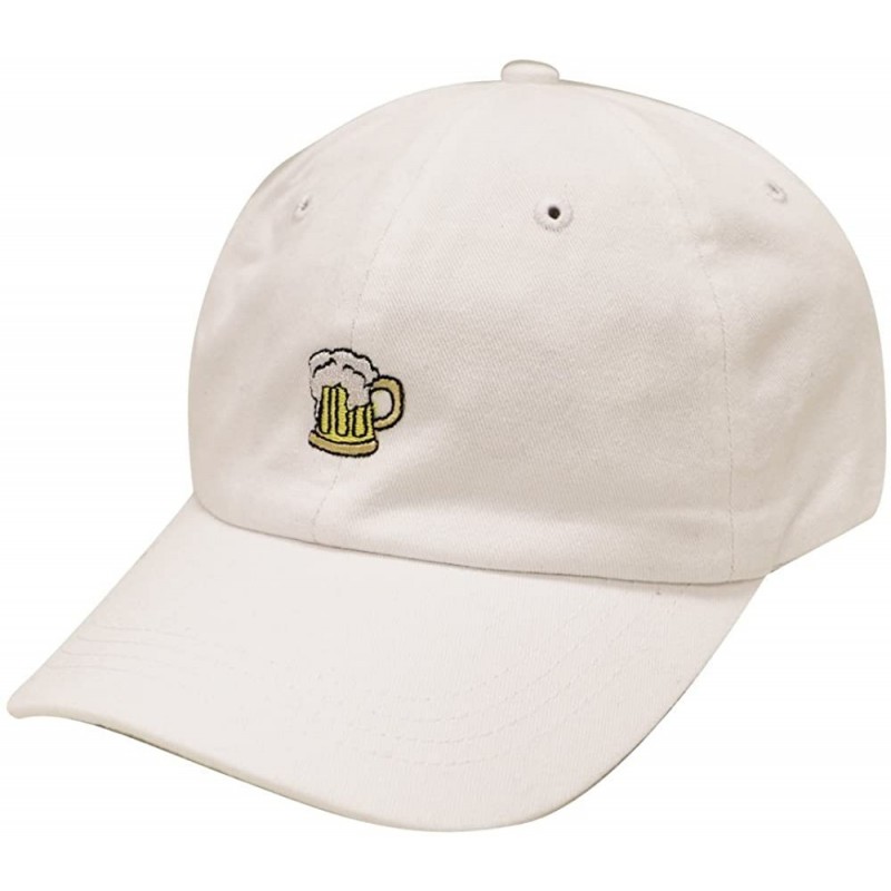 Baseball Caps Beer Small Embroidery Cotton Baseball Cap Multi Colors - White - CS12HJQWVT7 $13.42