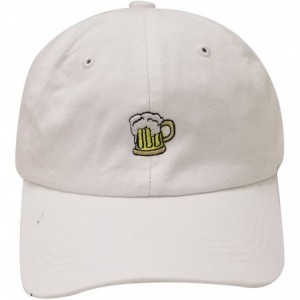 Baseball Caps Beer Small Embroidery Cotton Baseball Cap Multi Colors - White - CS12HJQWVT7 $13.42