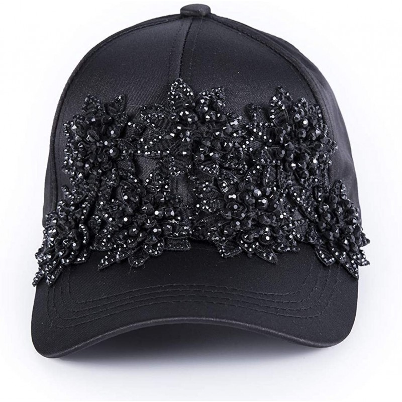 Baseball Caps Base Ball Cap for Women and Men Kids - Black Flower - CT18XZHLHK9 $12.12