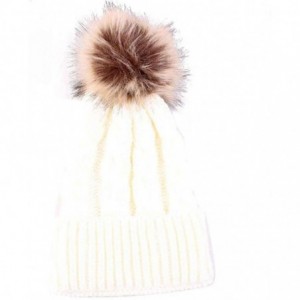 Skullies & Beanies Women Teen Girls Pom Pom Slouchy Thick Skull Cap Knit Hat Winter Warm Beanie - White - C9188O7DTSS $8.02