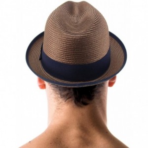 Fedoras Men's Classy Travel Crushable 2tone Derby Fedora Upturn Curl Brim Hat - Brown - CT18CHCAY5K $33.06
