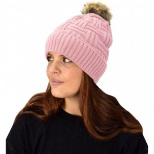 Skullies & Beanies Oversize Cute Beanie Hat Cap Warm Hand Knit Pom Pom Double Layer Thick Winter Ski Snowboard Hat - Pink 10 ...